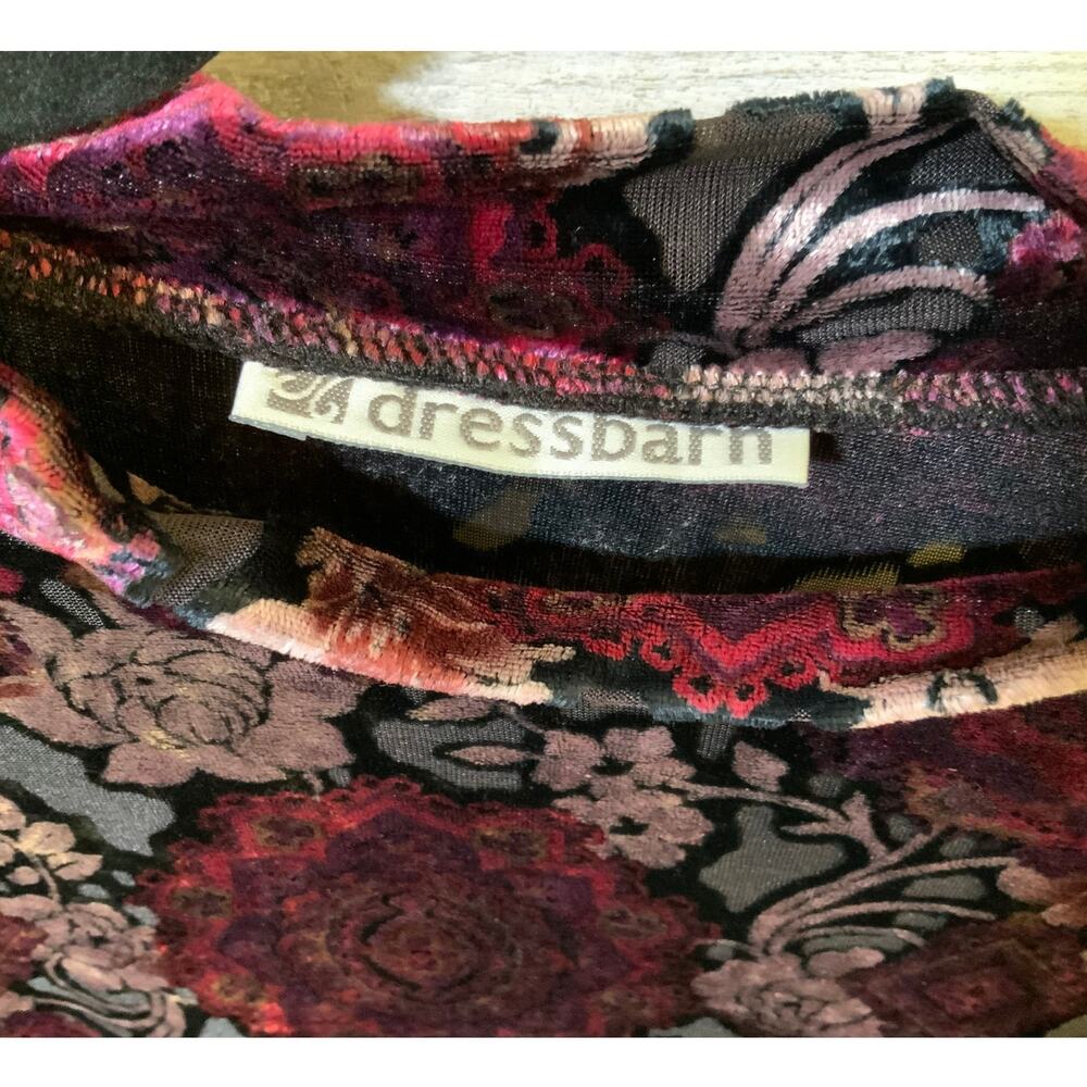 Vintage Dress Barn Velvet Burnout Mock Neck Top Small Multicolor Stained Glass - Picture 4 of 7